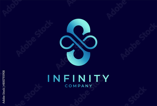 Infinity Logo, Letter S with Infinity combination, suitable for technology, brand and company logo design, vector illustration