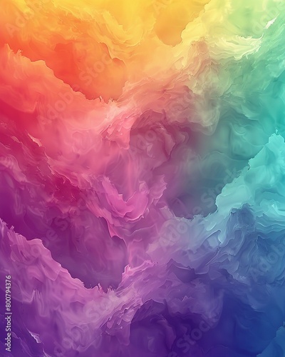 Seamless gradient background, artistically blending from green lime to lemon yellow, orange, concluding in beige purple, and violet to jade teal and beige