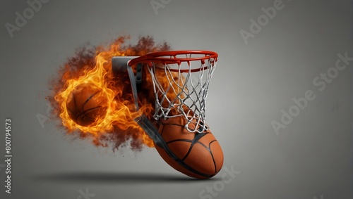 Basketball dunking in flames isolated on transparent background ai_generated