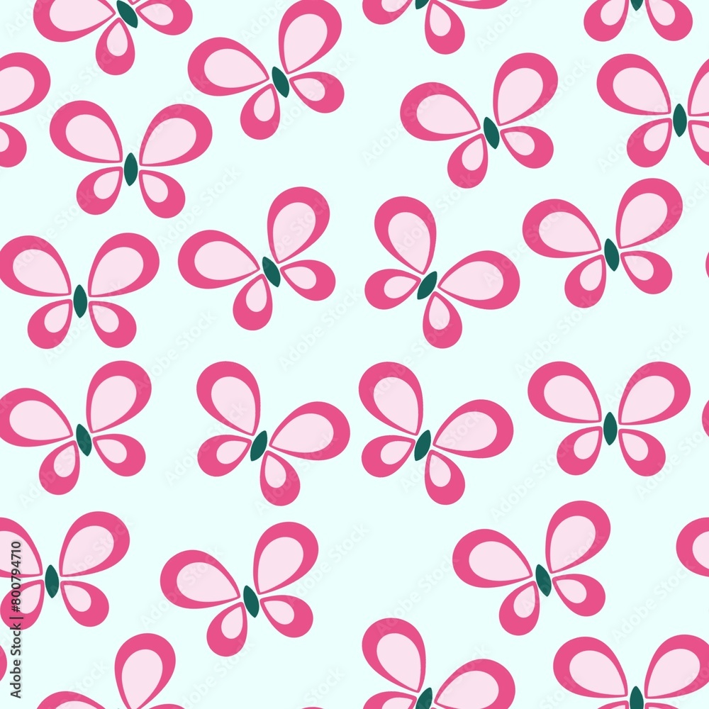 seamless pattern with pink butterflies