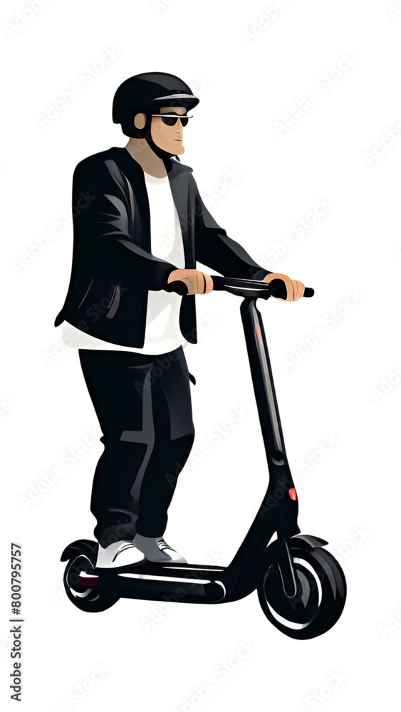 Electric scooter, kick scooter person ride electric kick scooter glyph icon