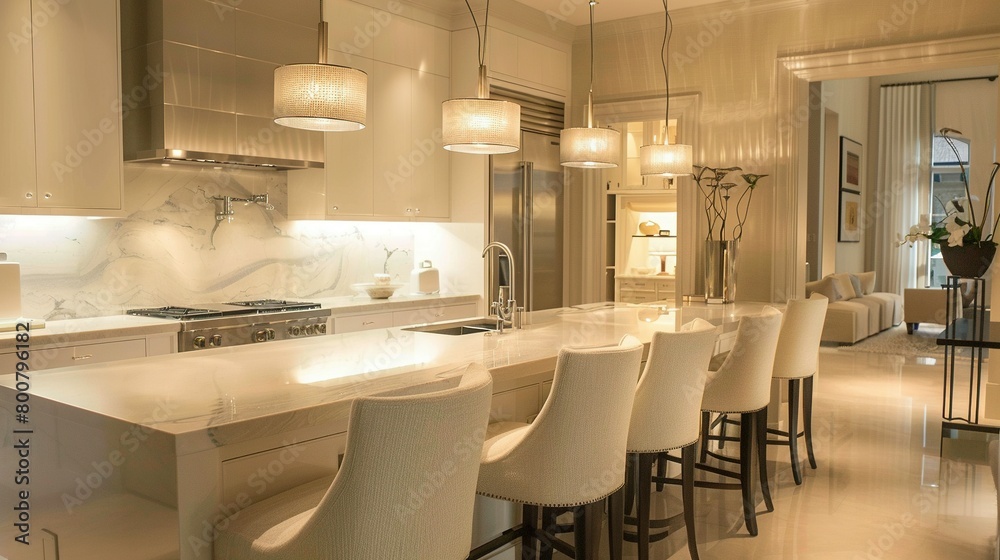 Refined Comfort: Clean Design with Illuminated Bar Seating Refined Comfort: Clean Design with Illuminated Bar Seating