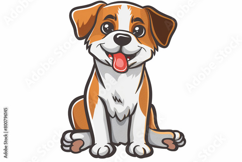 cute dog cartoon vitage design for POD print on demand white background. © Papisut