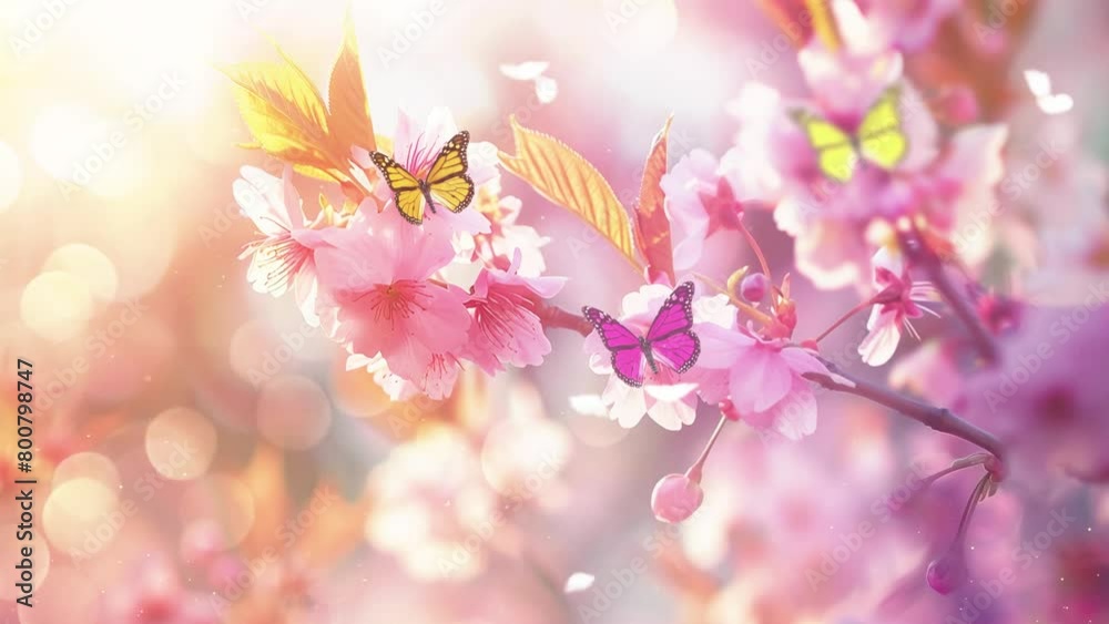 beautiful cherry tree on sunny day. seamless looping overlay 4k virtual video animation background beautiful cherry tree on sunny day. seamless looping overlay 4k virtual video animation background