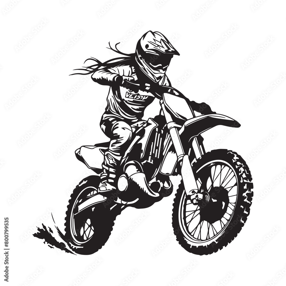 Girl Motocross Vector Images on White Background Girl Motocross Vector Images on White Background