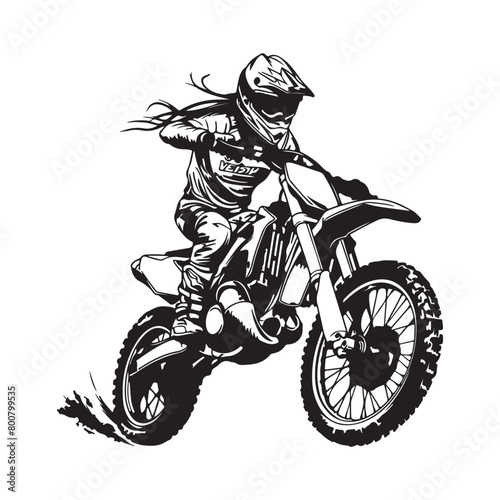 Girl Motocross Vector Images on White Background