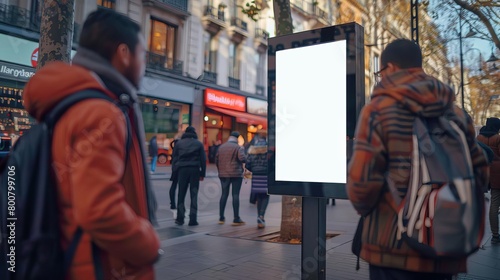 Interactive Billboard with QR Code Image of an interactive billboard that features a QR code for passersby to scan and receive special offers photo