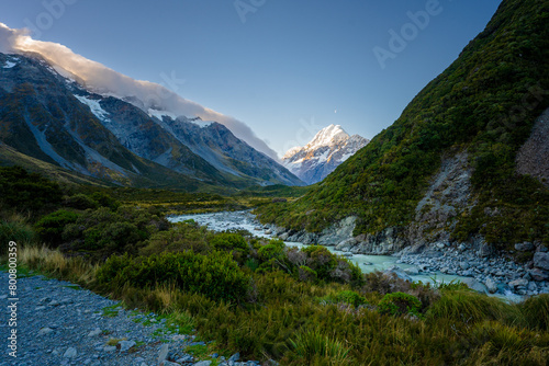 Mount Cook, landscape with lake and mountains in New Zealand