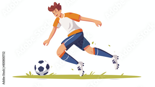 Sporty young man playing with soccer ball on white background © inshal