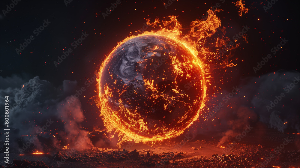 Fiery Earth Symbolizing the Intensifying Global Climate Crisis from Industrial Activity