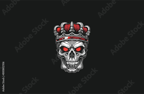 Skull crown vector illustration flat design logo