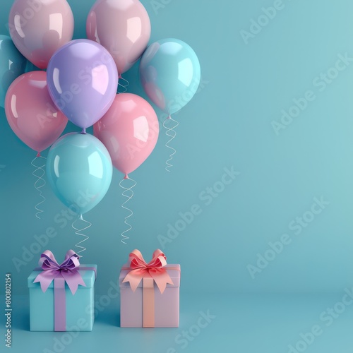 birthday party, balloons and gifts background