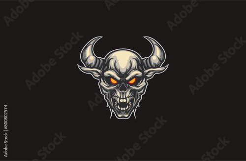 Skull Bull vector illustration flat design logo photo