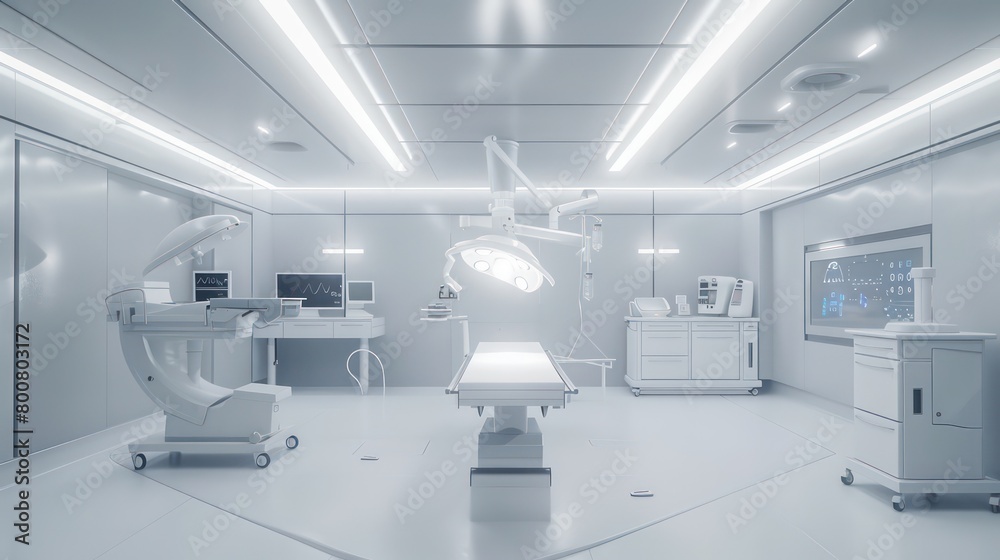 room in a hospital, showcasing advanced medical equipment and technology