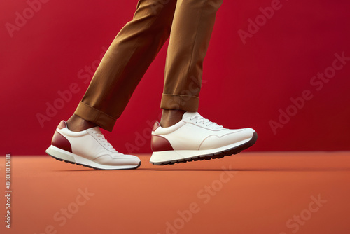 Close view of man wearing casual shoes