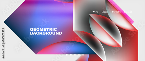 A closeup macro photography of a flowering plant petal with a geometric background featuring a gradient of red carmine, electric blue, and magenta colors, perfect for automotive design events