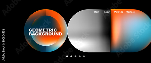 Automotive lighting inspired geometric background with colorful circles resembling astronomical objects on a black display device, creating a skylike effect