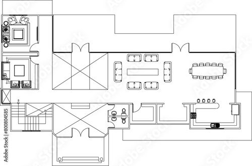 vector illustration, sketch design, architectural drawing, house plan, transit villa