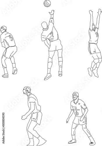 Vector illustration sketch design image of volleyball athlete competing