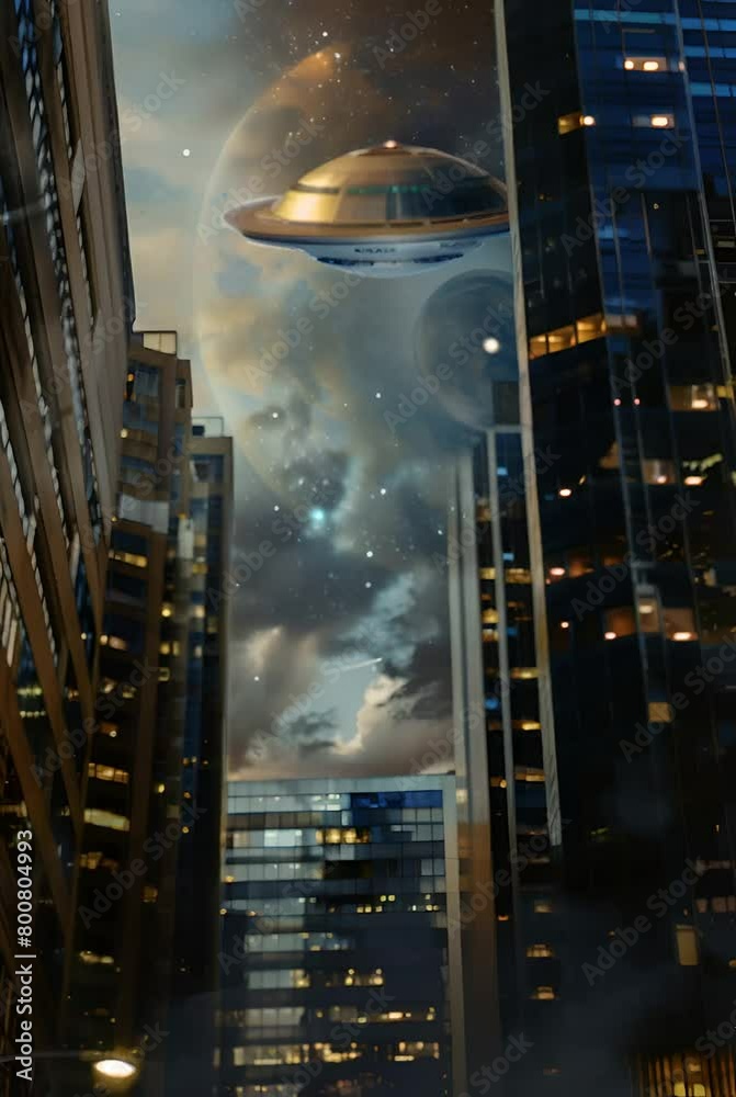 A mysterious UFO hovers in the night sky, its silhouette sharply outlined against a backdrop of twinkling stars. The craft emits a soft, eerie glow, creating an atmosphere of intrigue and otherworldly A mysterious UFO hovers in the night sky, its silhouette sharply outlined against a backdrop of twinkling stars. The craft emits a soft, eerie glow, creating an atmosphere of intrigue and otherworldly