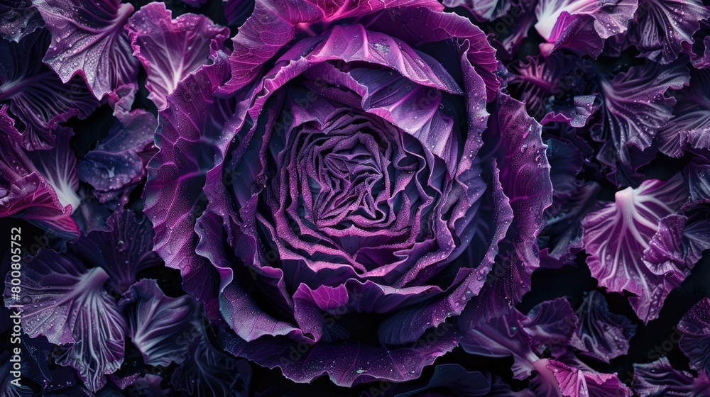 Obraz premium Purple cabbage Background. Top view.