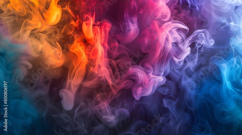 A harmonious and tranquil blend of pastel peach  sky blue  and coral forms a colorful  abstract spring background with wisps of smoke.