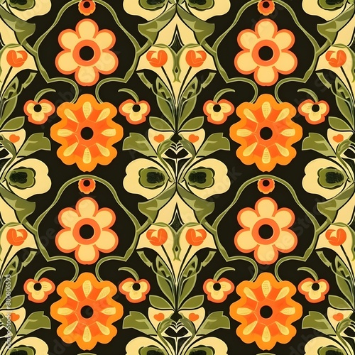 retro flowers seamless floral pattern