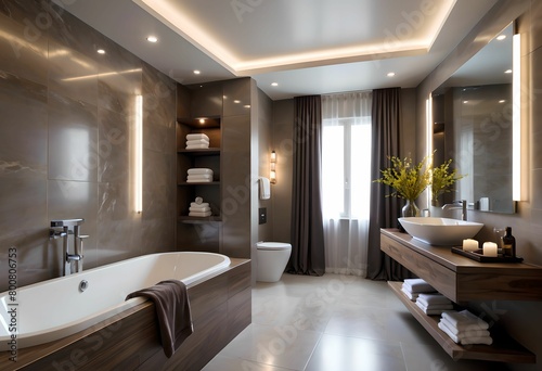 3d rendering  modern bathroom interior with bathroom