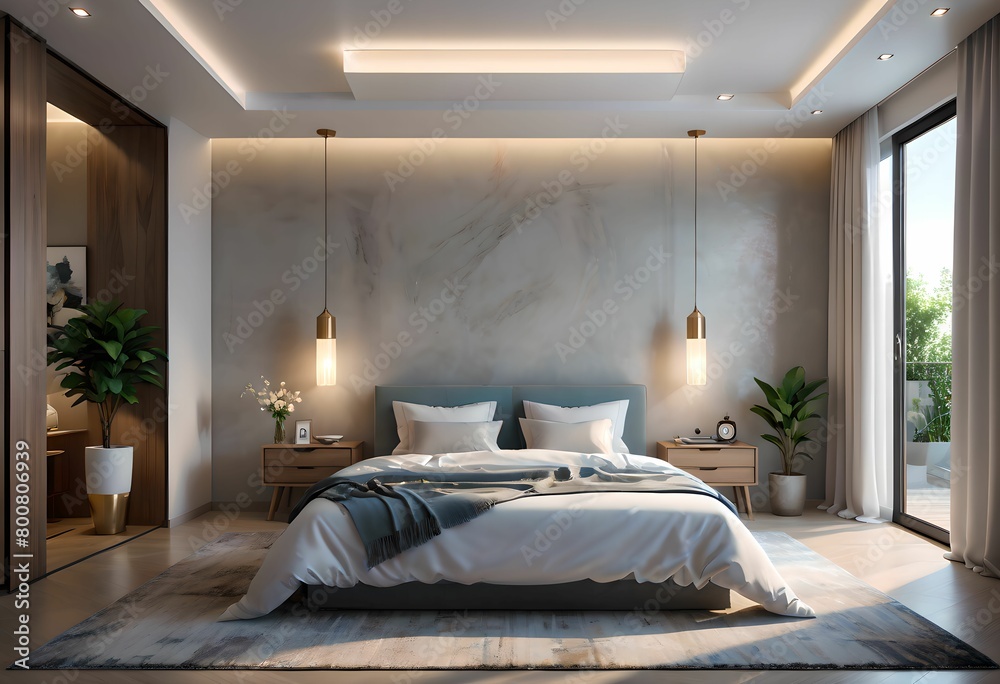3d rendering, hotel room with bed 3d rendering, hotel room with bed