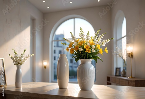 3d rendering, flowers in a vase on the window #800806917