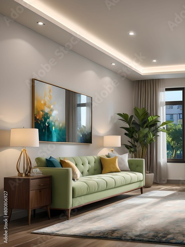 3d rendering, modern living room © ailooo k
