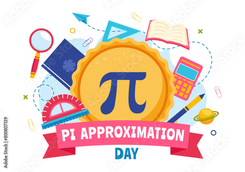 Pi Approximation Day Vector Illustration on July 22 with Mathematical Constants, Greek Letters or Baked Sweet Pie in Flat Cartoon Background