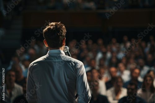 Businessman giving a presentation at a conference. Generate AI image