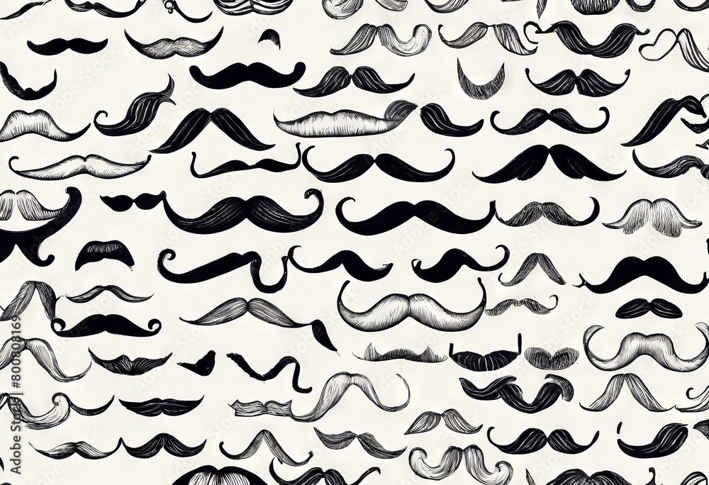 'drawn seamless mustache Hand pattern Background Illustration Hair ...