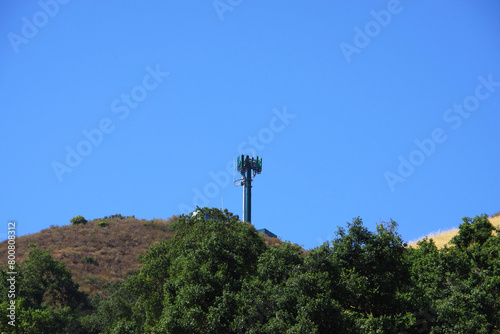 Telecommunications tower on a hill