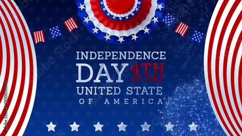 Happy fourth of july lettering text motion video. USA independence day text aniation