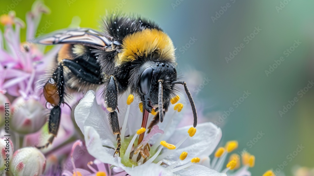 World Bee Day. honey bee, apis mellifera, anatomical structure of an insect, bee bathed in pollen, pollinating insect, dandelion flower, yellow flower, anthers, stamens, pollination, worker bee