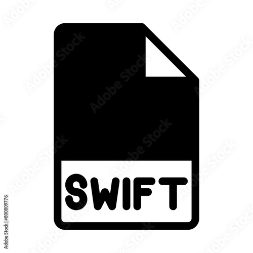 Swift file format icons. Files type symbol document icon. With a black fill design style