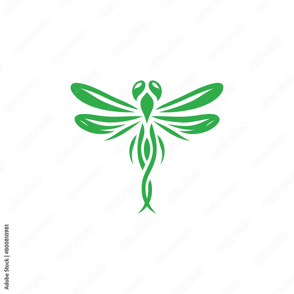 Green and White Illustration of Decorative Dragonfly Green and White Illustration of Decorative Dragonfly