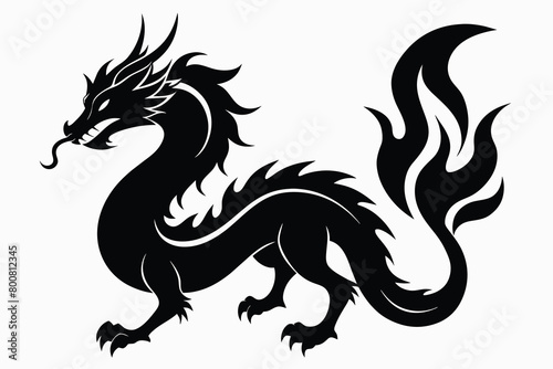 Oriental flame dragon vector design