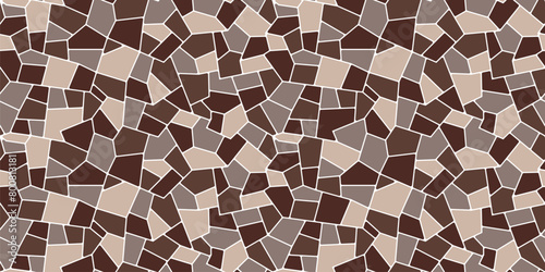 Brown splinter mosaic stone tile pattern background for paving floor, vector texture. Abstract geometric mosaic pattern of stone splinters and broken ceramic pieces for terrazzo pavement or floor tile