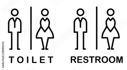 toilet sign ladies and gents restroom signage outline drawing style