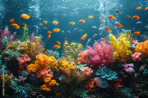 An underwater scene showcasing vibrant coral reefs and colorful fish. Created with Ai © Creative Stock 