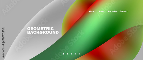 Geometric pattern featuring green and red waves resembling terrestrial plant stems and circles on a gray background. Perfect for logo design or macro photography graphics