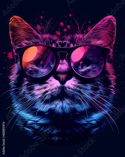 A cat with sunglasses on its face © Bonya Sharp Claw
