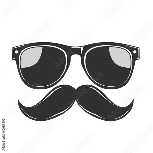 striking image that features the iconic black sunglasses and mustache