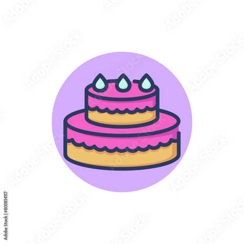 Birthday cake line icon. Party, cream, celebration outline sign. Sweet desserts and bakery concept. Vector illustration for web design and apps