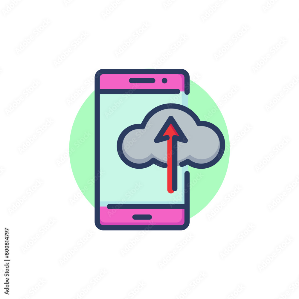 Cloud service thin line icon. Mobile phone, smartphone, data outline sign. Communication, online service, data storage concept. Vector illustration for web design and apps Cloud service thin line icon. Mobile phone, smartphone, data outline sign. Communication, online service, data storage concept. Vector illustration for web design and apps