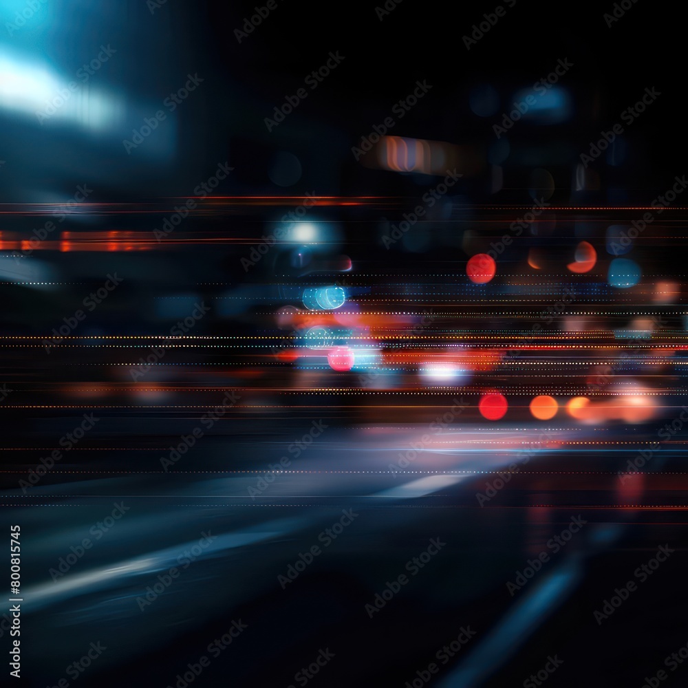 An abstract, blurry image background adds a technical touch, enhancing visual depth and drawing focus to the foreground