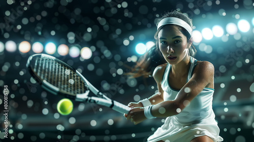 beautiful woman tennis player, athlete playing games. Wall Art Design for Home Decor, 4K Wallpaper and Background for desktop, laptop, Computer, Tablet, Mobile Cell Phone, Smartphone, Cellphone © YOAQ
